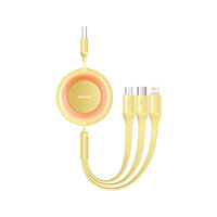 Baseus Bright Mirror2 nabíjací kábel 3v1 USB/USB-C/Lihtning 1,1m žltý