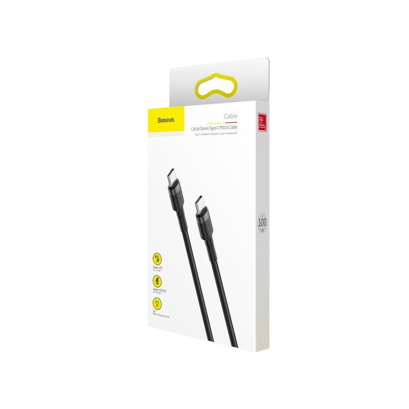 Baseus Cafule USB-C/C kábel PD 2.0 QC 3.0 60W 1m čierny (CATKLF-GG1)