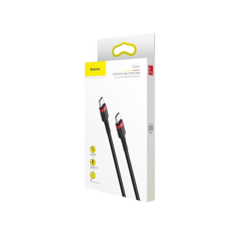Baseus Cafule USB-C/C kábel PD 2.0 QC 3.0 60W 2m čierny (CATKLF-H91)