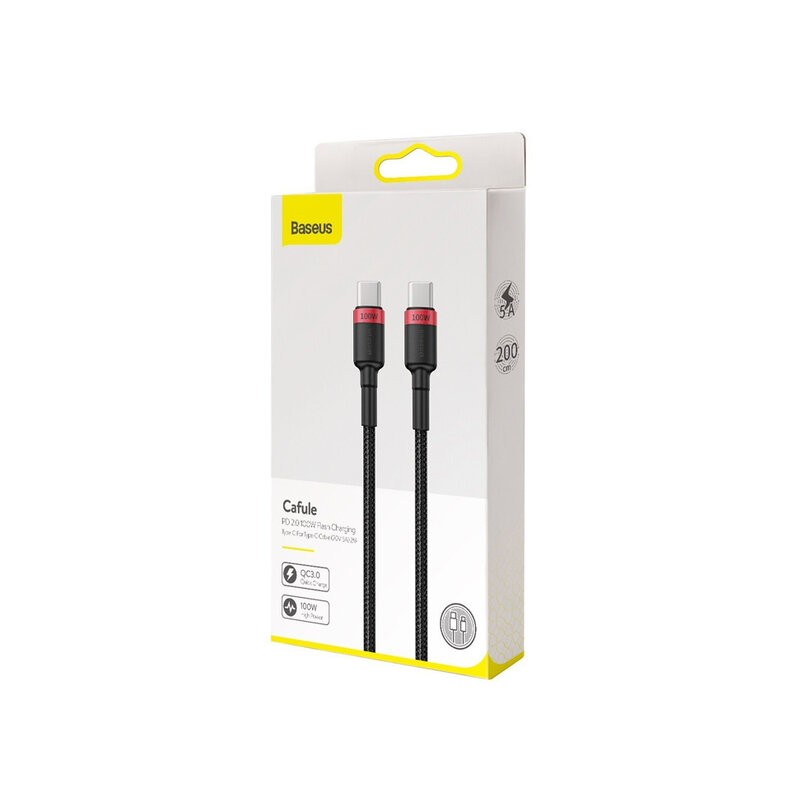 Baseus Cafule USB-C/C kábel PD 2.100W 2m čierno-červený(CATKLF-AL91)