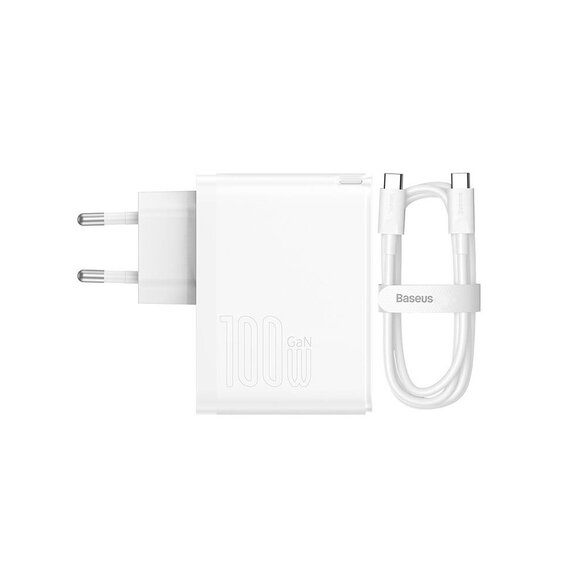 Baseus nabíjačka mobilných zariadení USB+ USB-C 100W +1m kábel biela