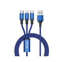 Baseus Rapid nabíjací kábel 3v1 USB/USB-C/Lihtning 1,2m modrý