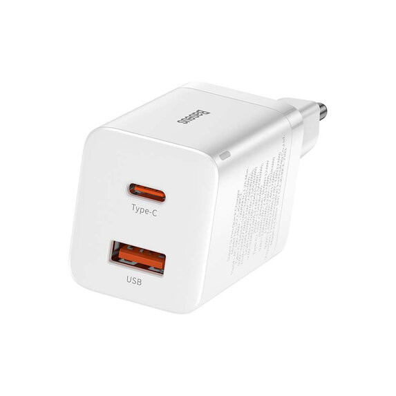 Baseus Super Si Por QC USB+USB-C 30W biela (CCSUPP-E02)