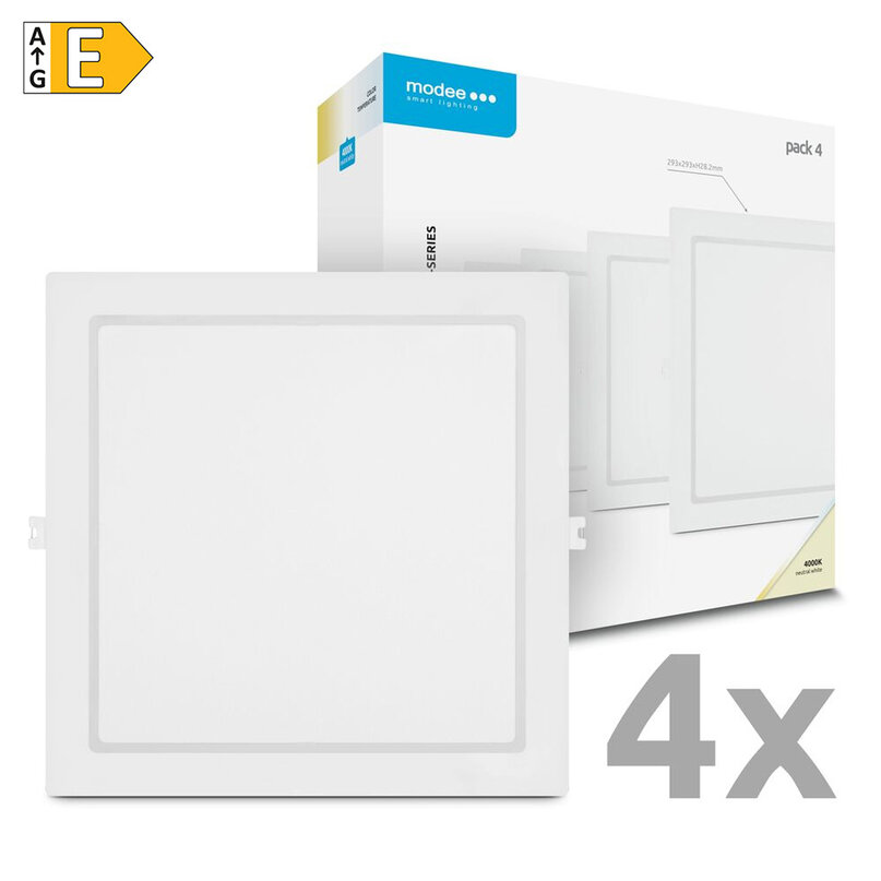 Modee LED panel podhľadový štvorec 24W 4000K biely 2640 lumenov 4ks