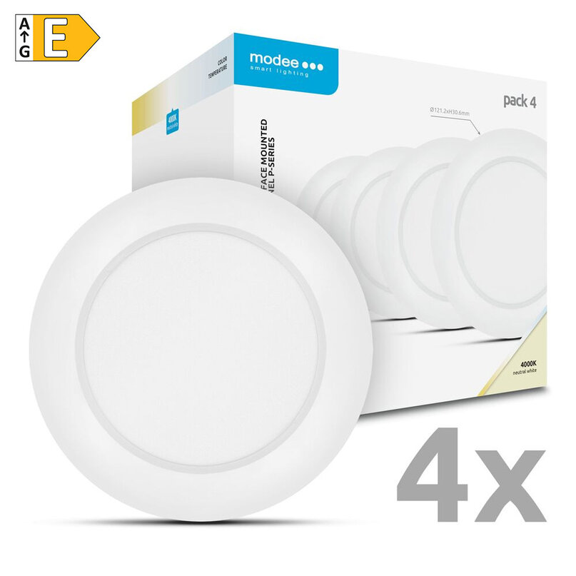 Modee LED stropný panel 6W 4000K biely 1320 lumenov 4ks