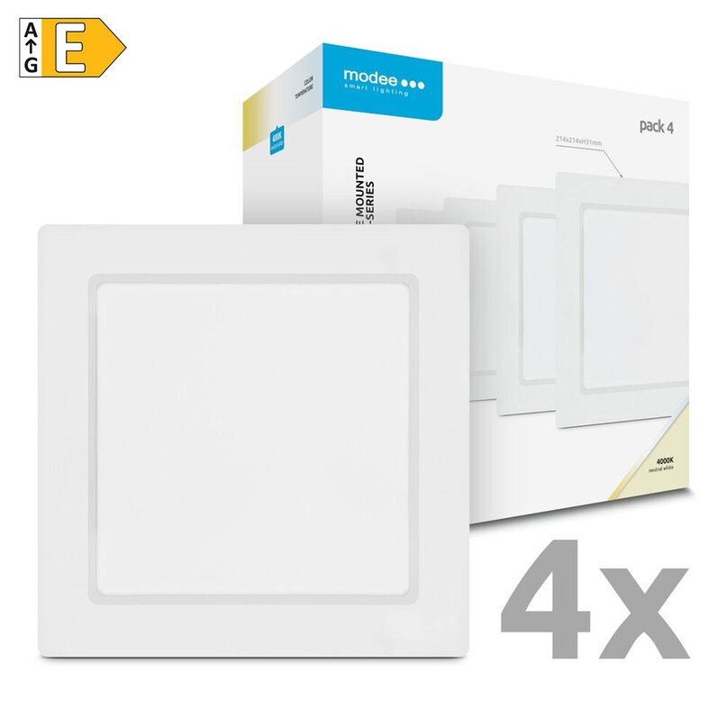 Modee LED stropný panel štvorec 18W 4000K biely 1980 lumenov 4ks