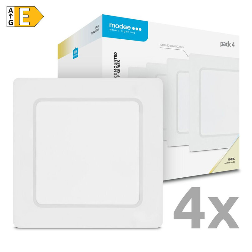Modee LED stropný panel štvorec 6W 4000K biely 660 lumenov 4ks