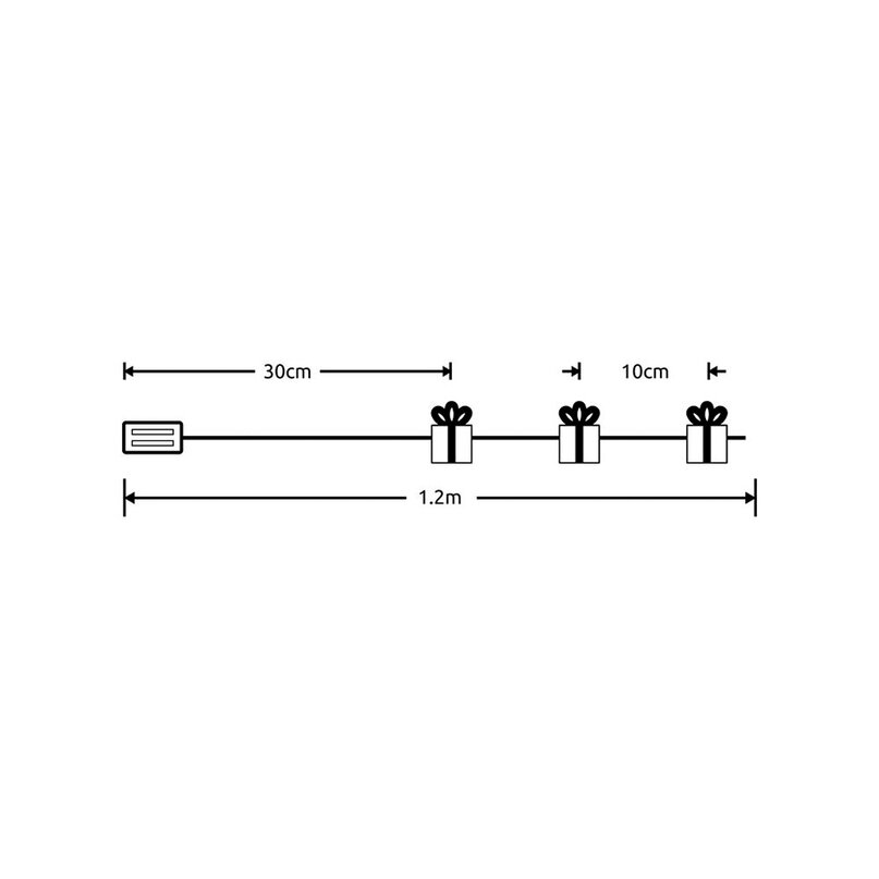 Modee Lighting LED dekorácia 10 LED 90cm balíčky 2xAA batérie