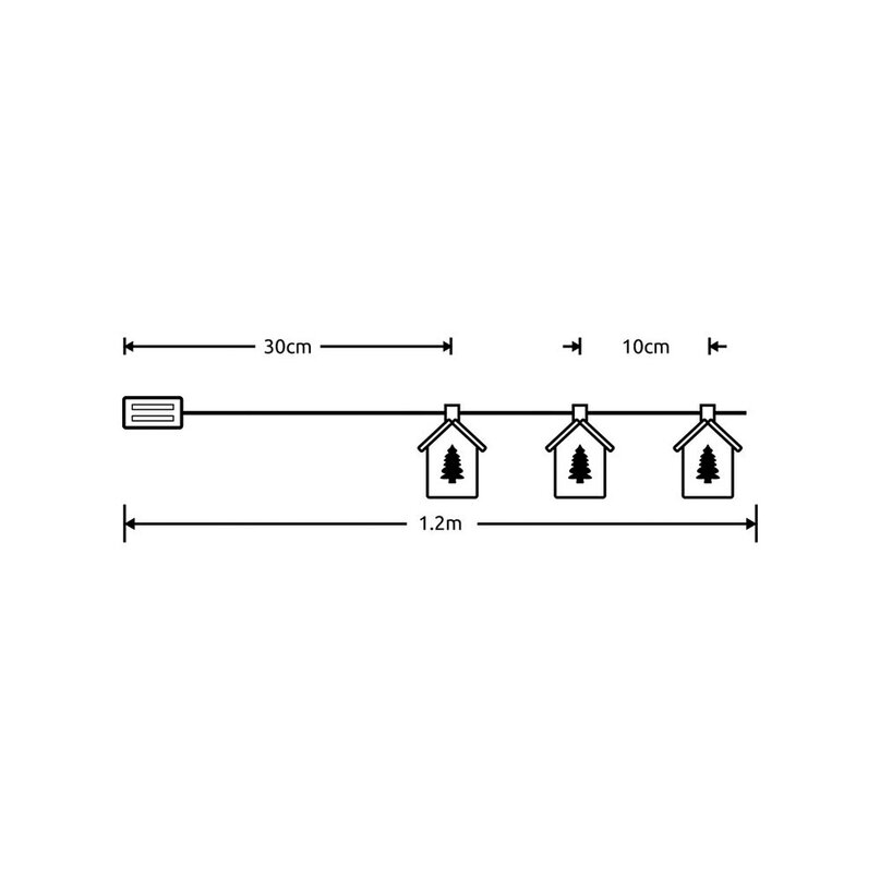 Modee Lighting LED dekorácia 10 LED 90cm domček 2xAA batérie