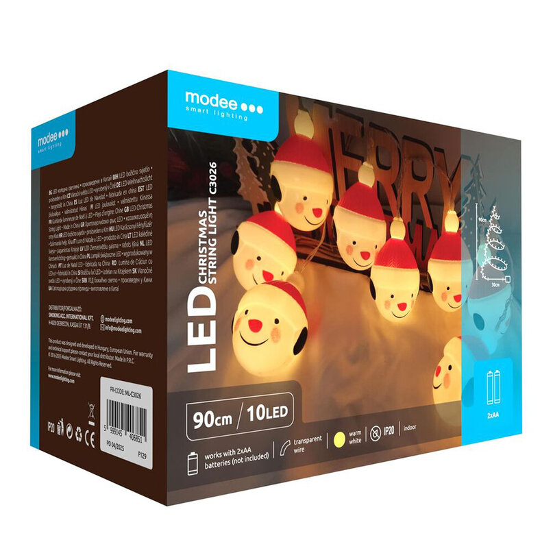 Modee Lighting LED dekorácia 10 LED 90cm guľa mikuláš 2xAA batérie