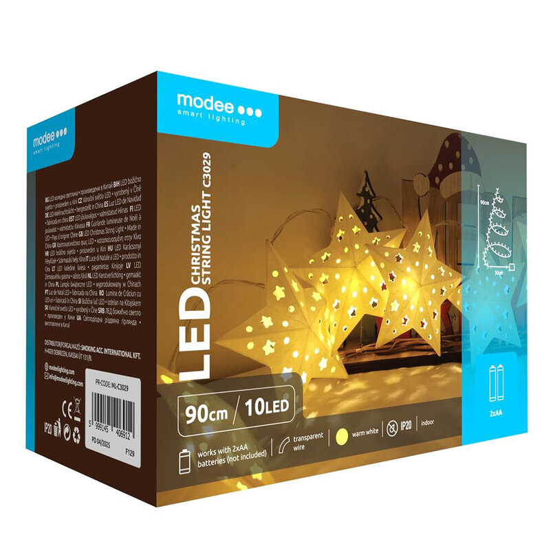 Modee Lighting LED dekorácia 10 LED 90cm hviezdy 2xAA batérie
