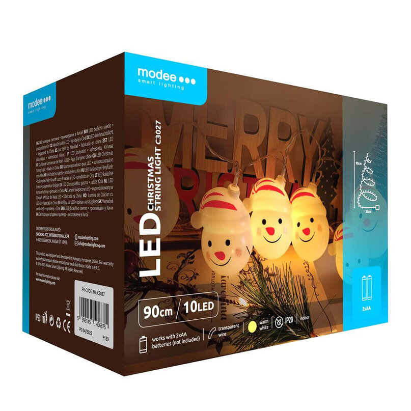 Modee Lighting LED dekorácia 10 LED 90cm snehová guľa 2xAA batérie