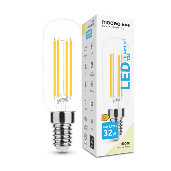 Modee Lighting LED Filament žiarovka E14 3,5W 4000K T25 (32W)