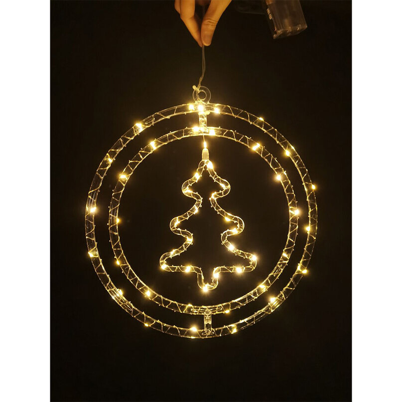 Modee Lighting LED vianočná dekorácia 48LED kruh stromček 3xAA batérie