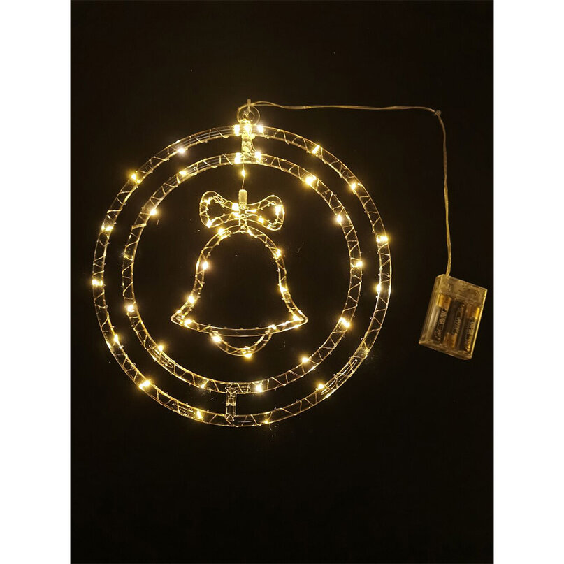 Modee Lighting LED vianočná dekorácia 48LED kruh zvonček 3xAA batéríe