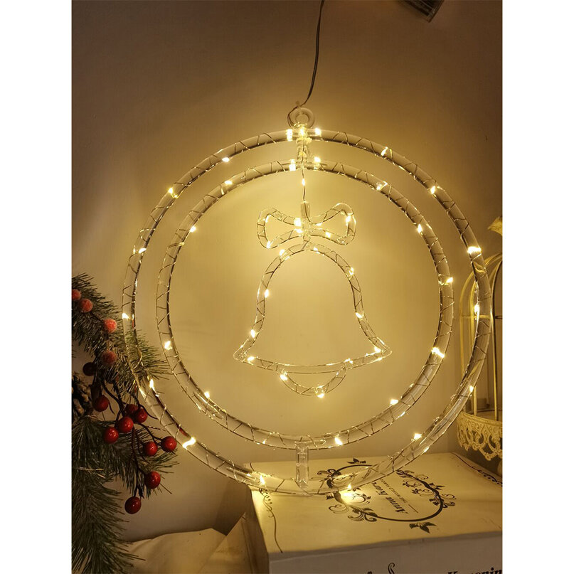 Modee Lighting LED vianočná dekorácia 48LED kruh zvonček 3xAA batéríe