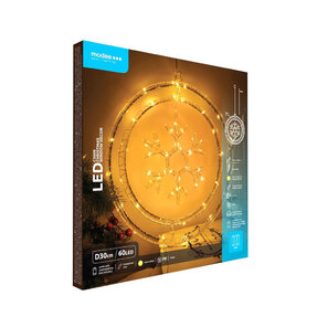 Modee Lighting LED vianočná dekorácia 60LED kruh vločka 3xAA batérie
