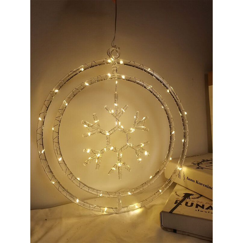 Modee Lighting LED vianočná dekorácia 60LED kruh vločka 3xAA batérie
