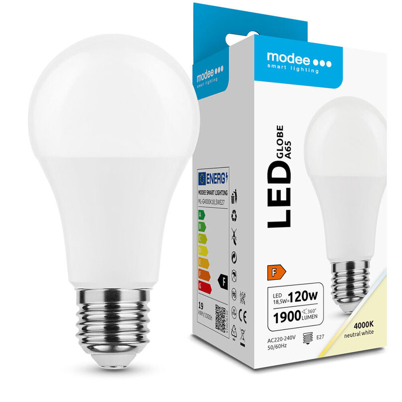 Modee Lighting LED žiarovka E27 18,5W 4000K A65 (120W)