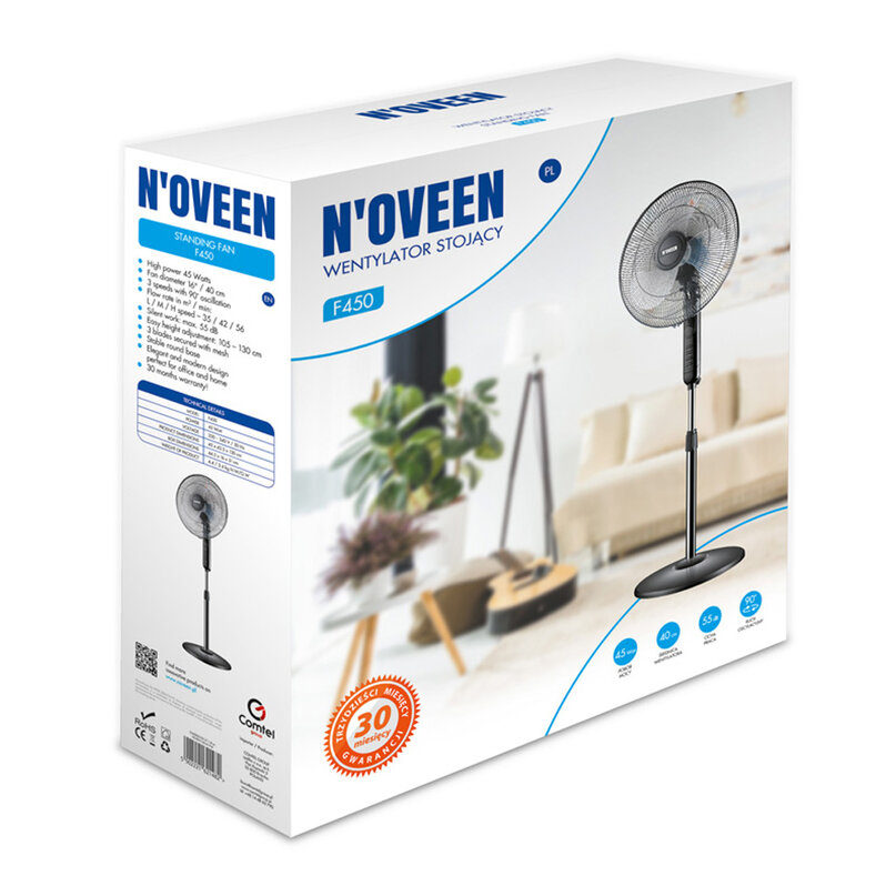 NOVEEN F450 stojanový ventilátor 45W čierny