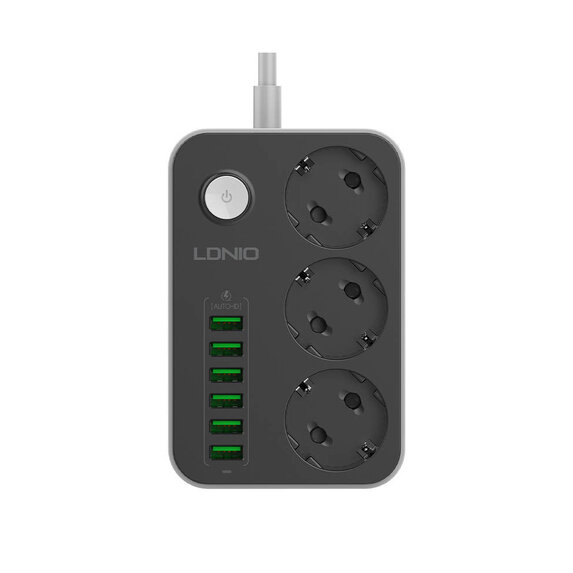 Predlžovací kábel LDNIO SE3631 3xAC, 6xUSB 1,6m