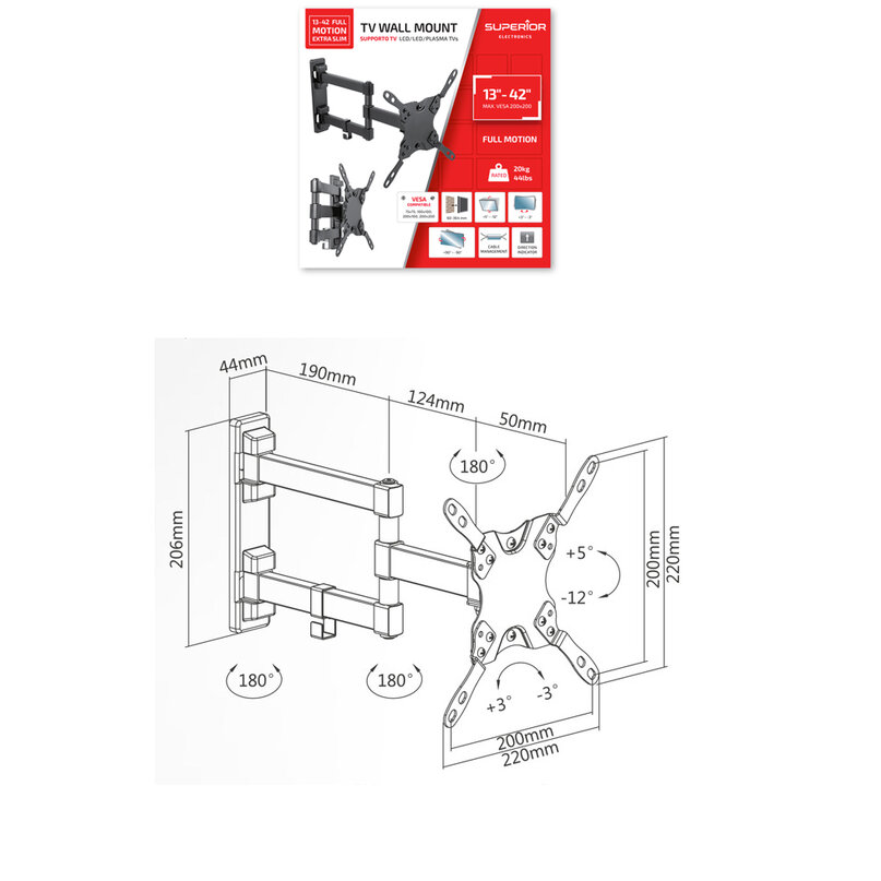 Superior držiak na TV 13-42“ Full Motion Extra Slim