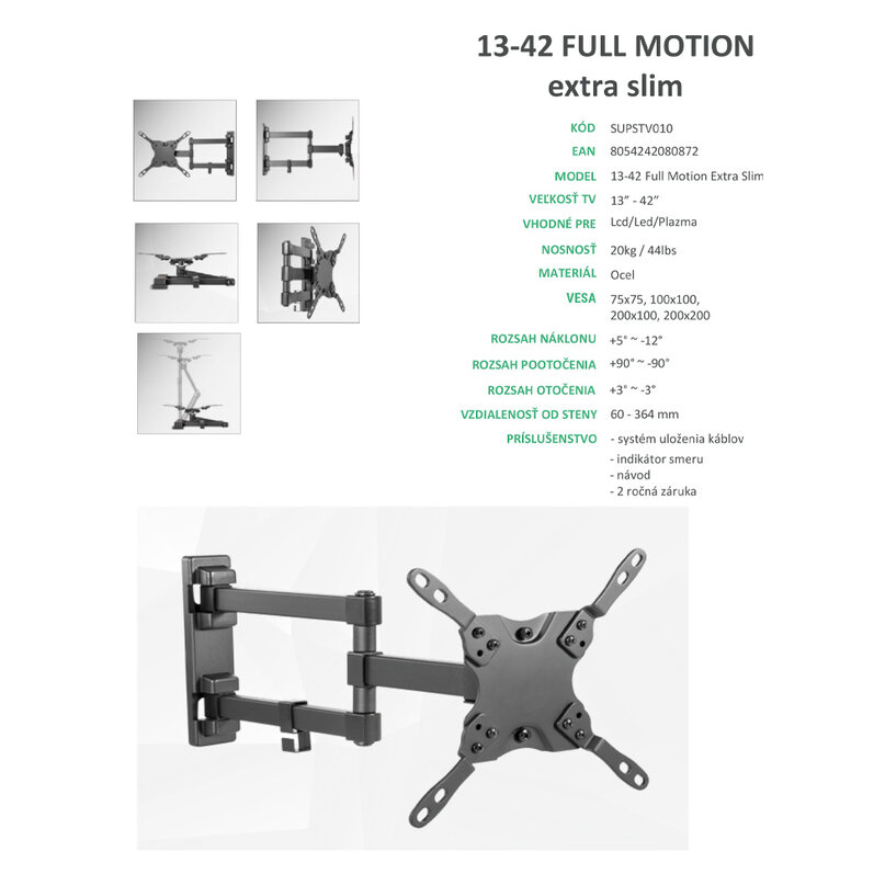 Superior držiak na TV 13-42“ Full Motion Extra Slim