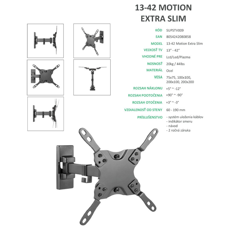 Superior držiak na TV 13-42“ Motion Extra Slim