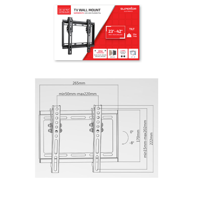 Superior držiak na TV 23-42“ Tilt Extra Slim