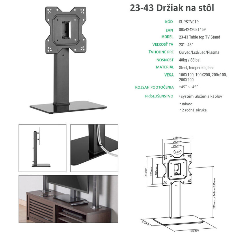 Superior držiak na TV 23-43“ stojan na stôl