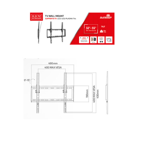 Superior držiak na TV 32-55“ Tilt Extra Slim