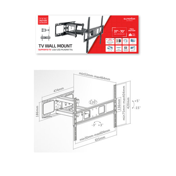 Superior držiak na TV 37-80“ Full Motion Extra Slim