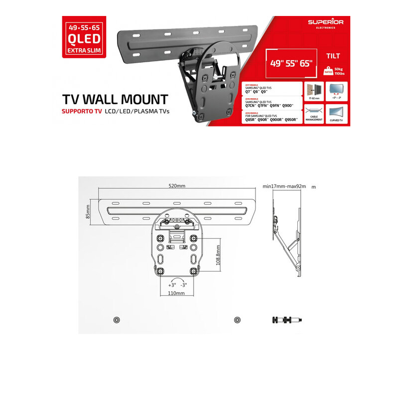 Superior držiak na TV 49-65“ QLED Tilt Extra Slim