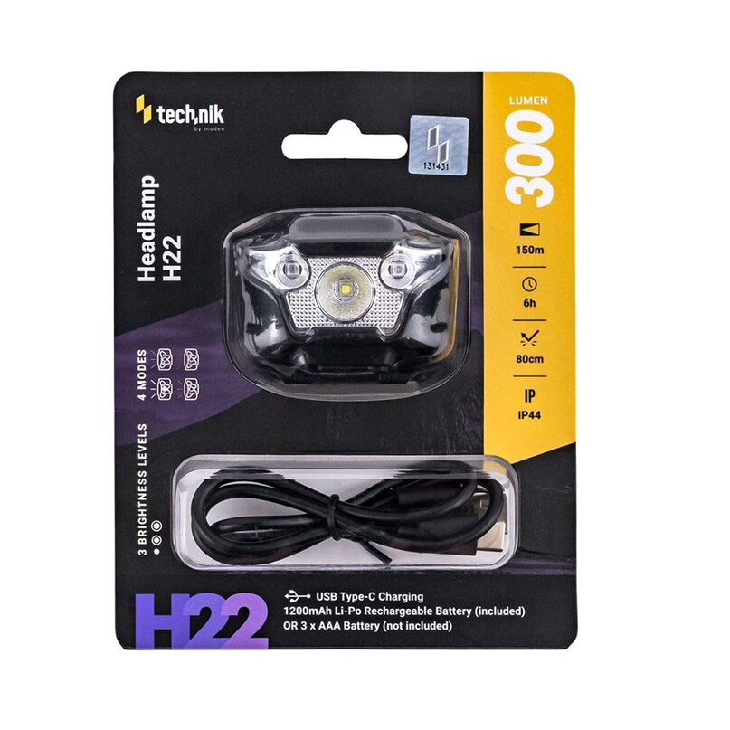 Technik H22 čelovka 3xAAA 300lumenov