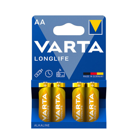 VARTA LONG LIFE alkalické batérie 4ks AA