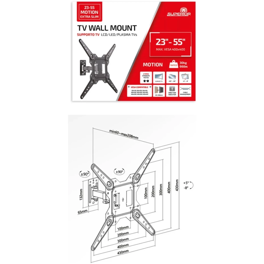 Superior držiak na TV 23-55" Motion Extra Slim