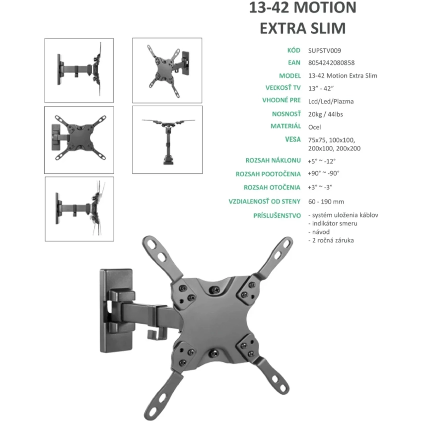 Superior držiak na TV 13-42" Motion Extra Slim