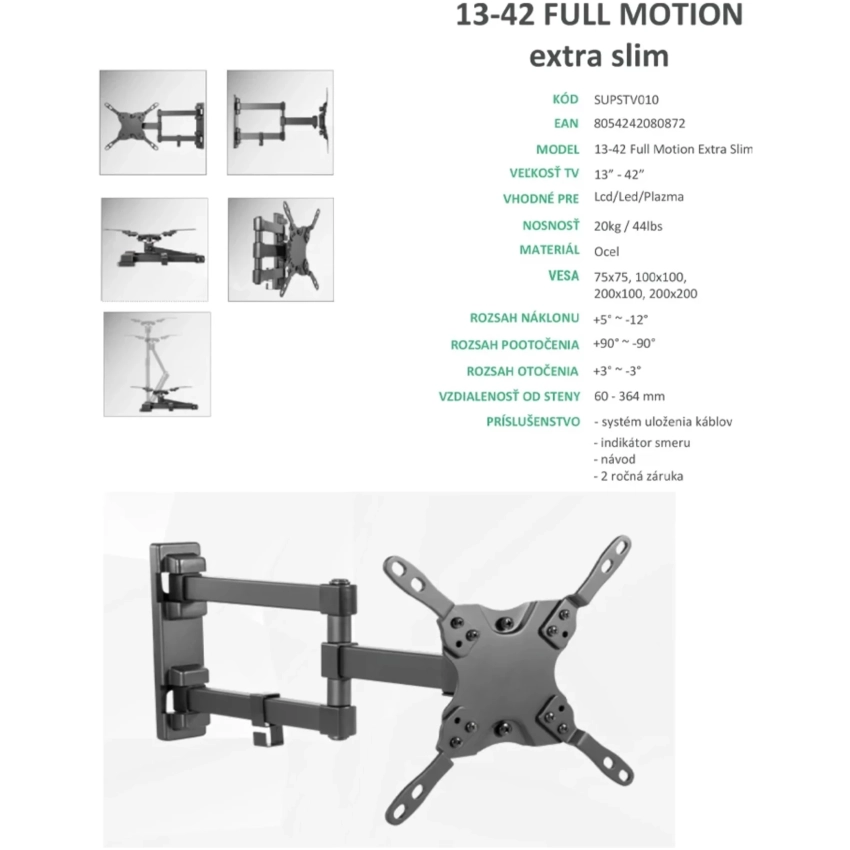 Superior držiak na TV 13-42" Full Motion Extra Slim