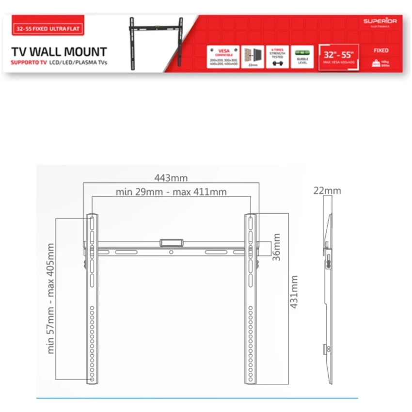 Superior držiak na TV 32-55" Fixed Ultra Flat