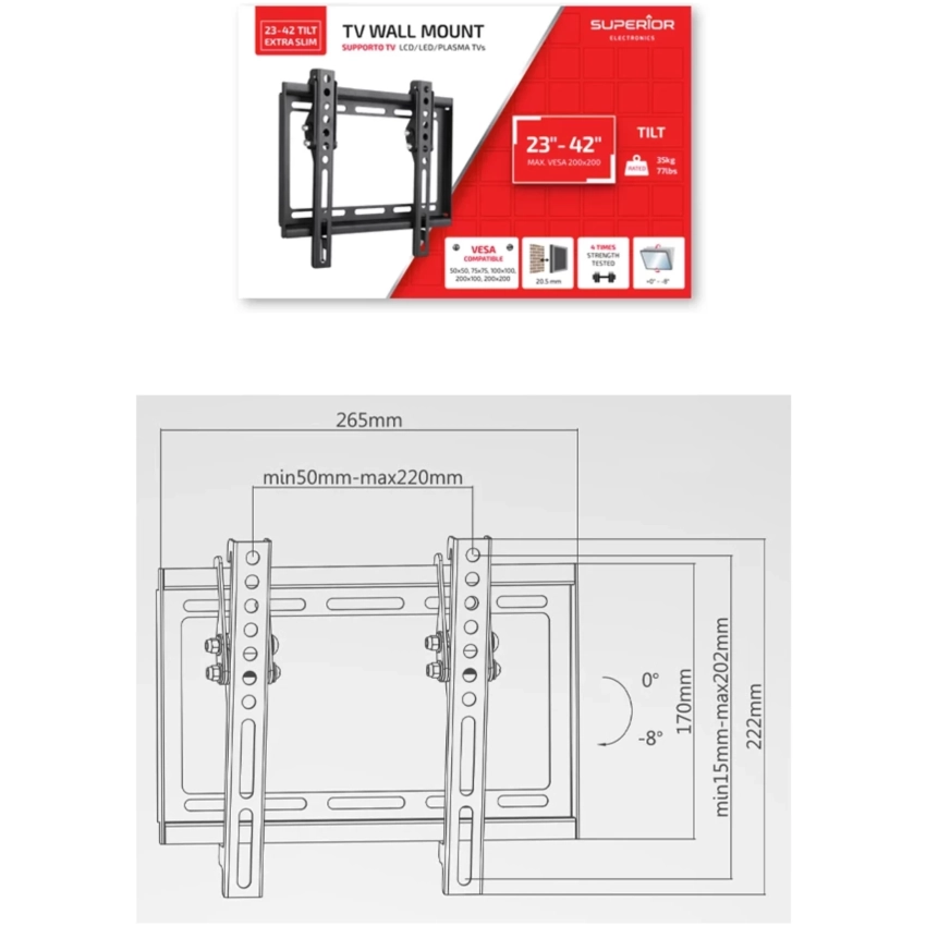 Superior držiak na TV 23-42" Tilt Extra Slim