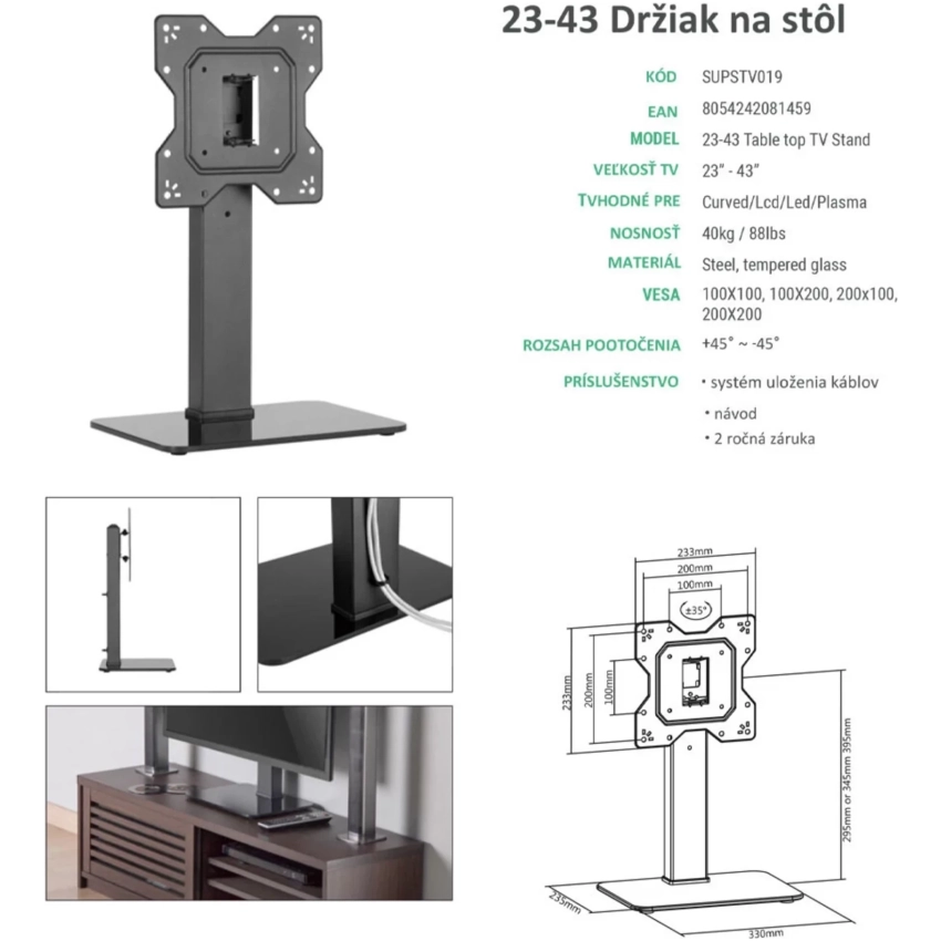 Superior držiak na TV 23-43" stojan na stôl