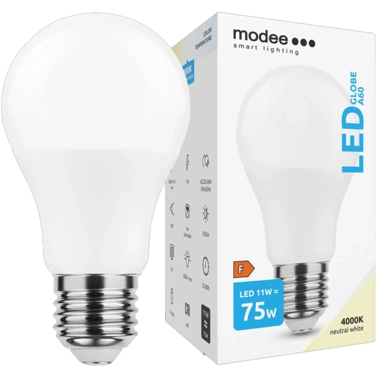 Modee Lighting LED žiarovka E27 11W 4000K A60 (75W)