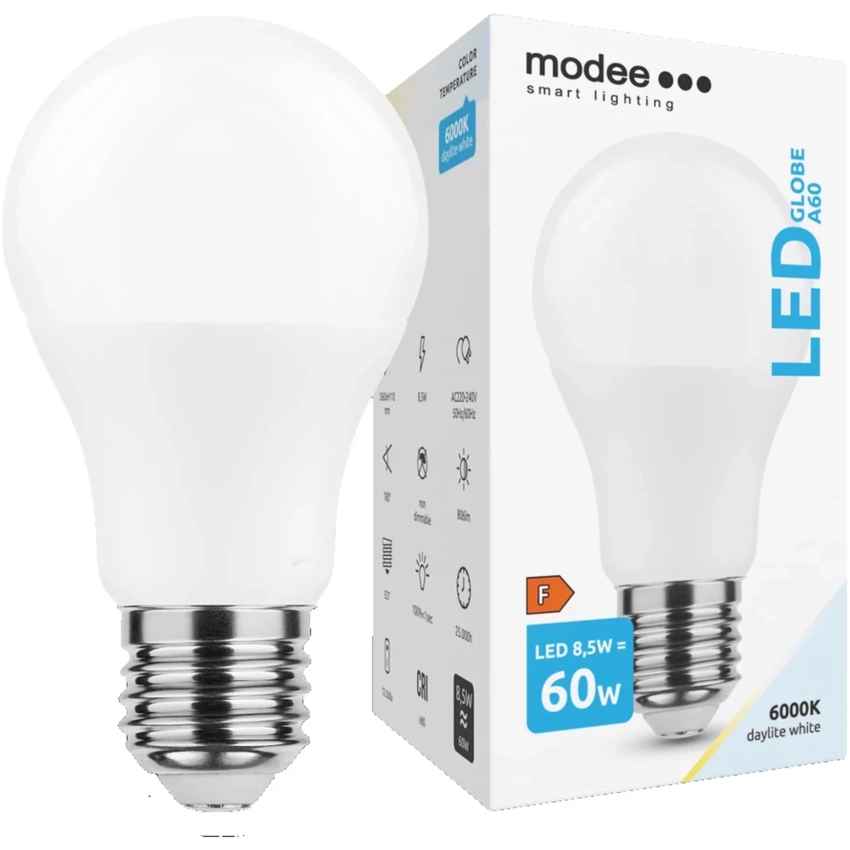 Modee Lighting LED žiarovka E27 8,5W 6000K A60 (60W)