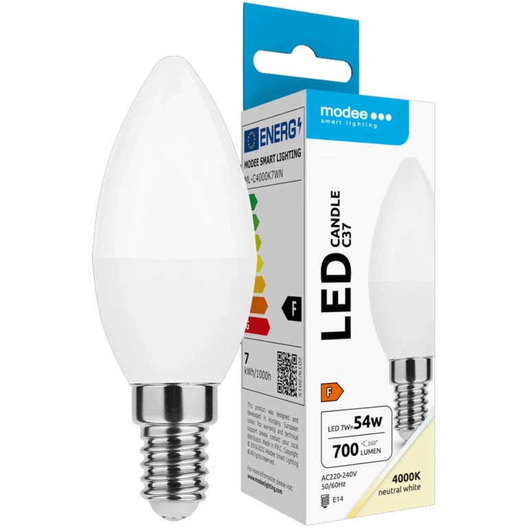 Modee Lighting LED žiarovka E14 7W 4000K CANDLE (54W)