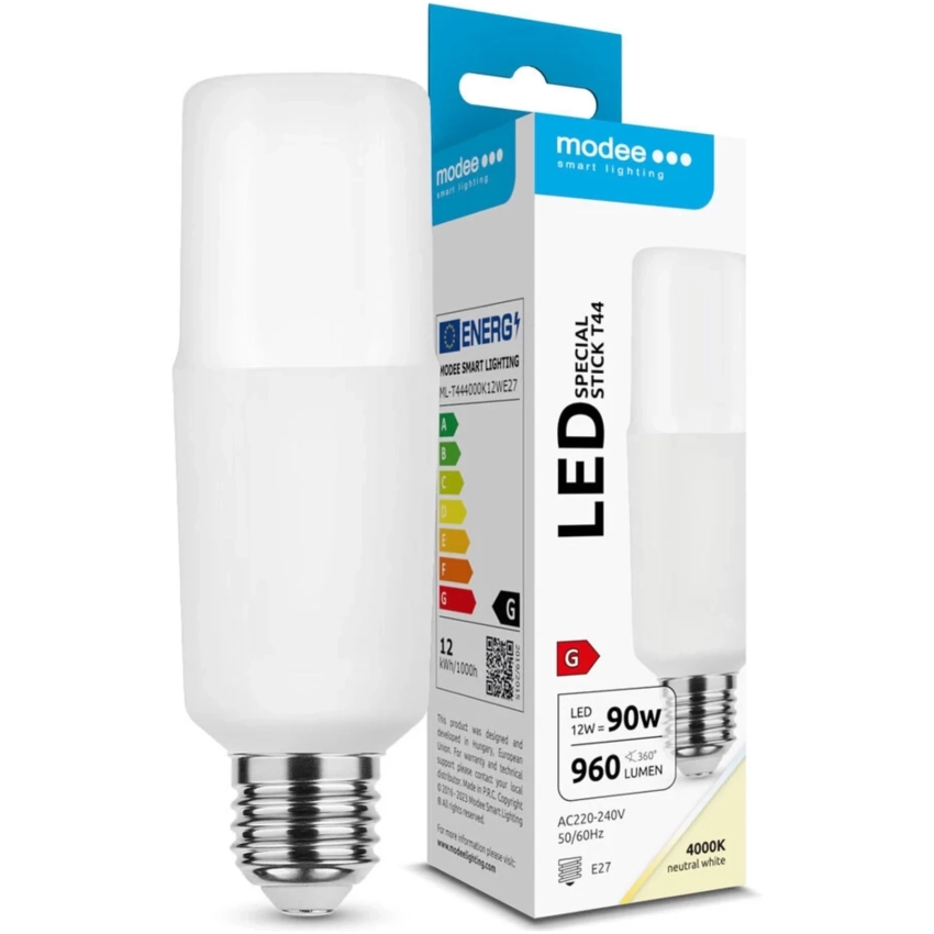 Modee Lighting LED žiarovka E27 12W 4000K T44 (90W)