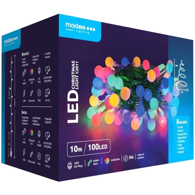 Modee Lighting LED vianočná reťaz 100 LED 10m multicolor bobule