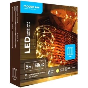 Modee Lighting LED vianočná reťaz 50 LED 5m 3xAA teplá biela