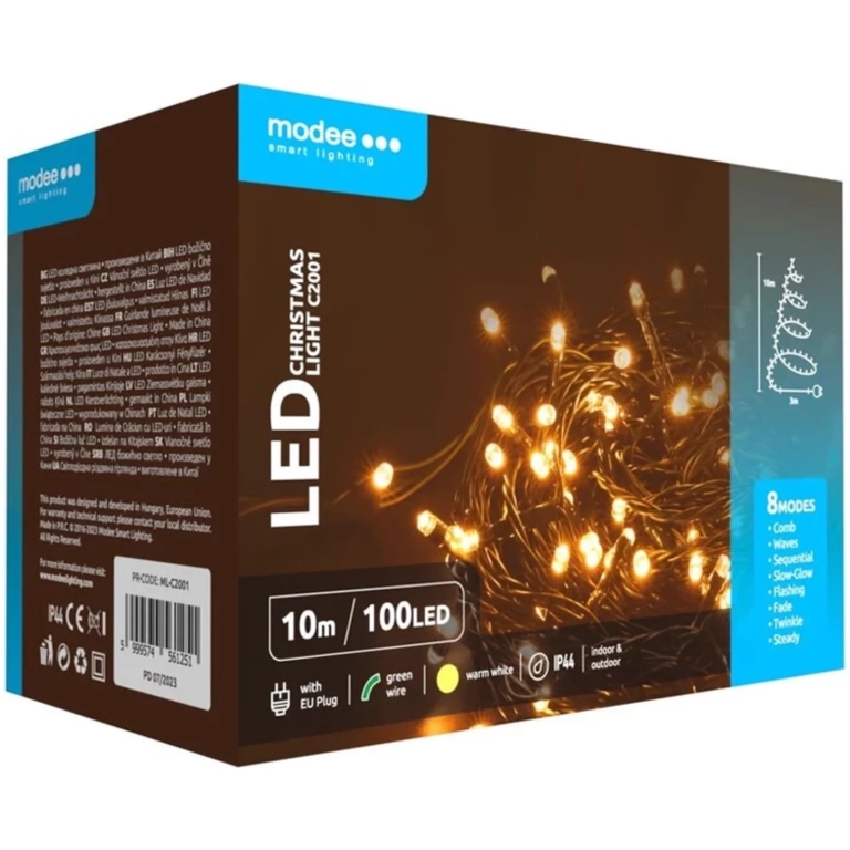 Modee Lighting LED vianočná reťaz 100 LED 10m teplá biela