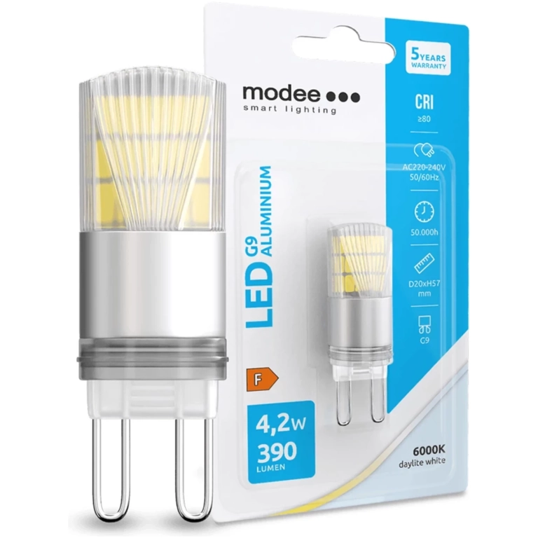 Modee Lighting LED žiarovka G9 hliník 4,2W 6000K 390lm