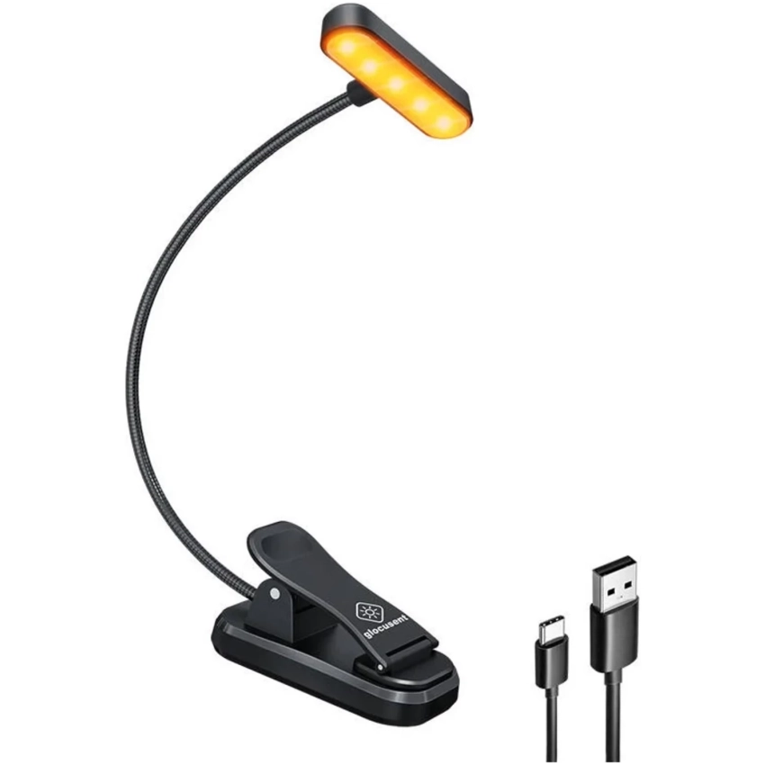 Glocusent ET-head clip svetlo na čítanie čierne
